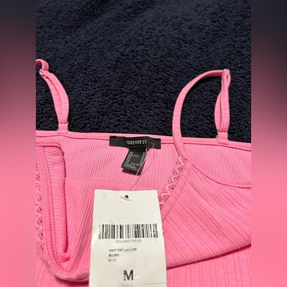 Forever 21 Pink Ribbed Lace Trim Cami Tee - Picture 7 of 7